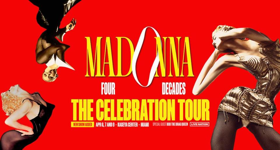 Madonna en concierto en su gira The Celebration Tour en el Kaseya Center.