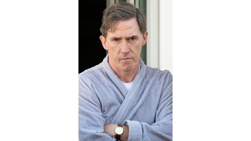 Rob Brydon, who plays Bryn West, is seen during filming for the Gavin and Stacey in 2019