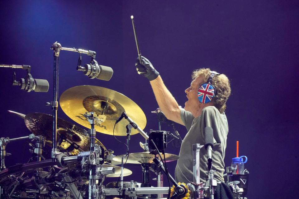 Rick Allen of Def Leppard performs onstage during The Stadium Tour at Truist Park on June 16, 2022 in Atlanta, Georgia.