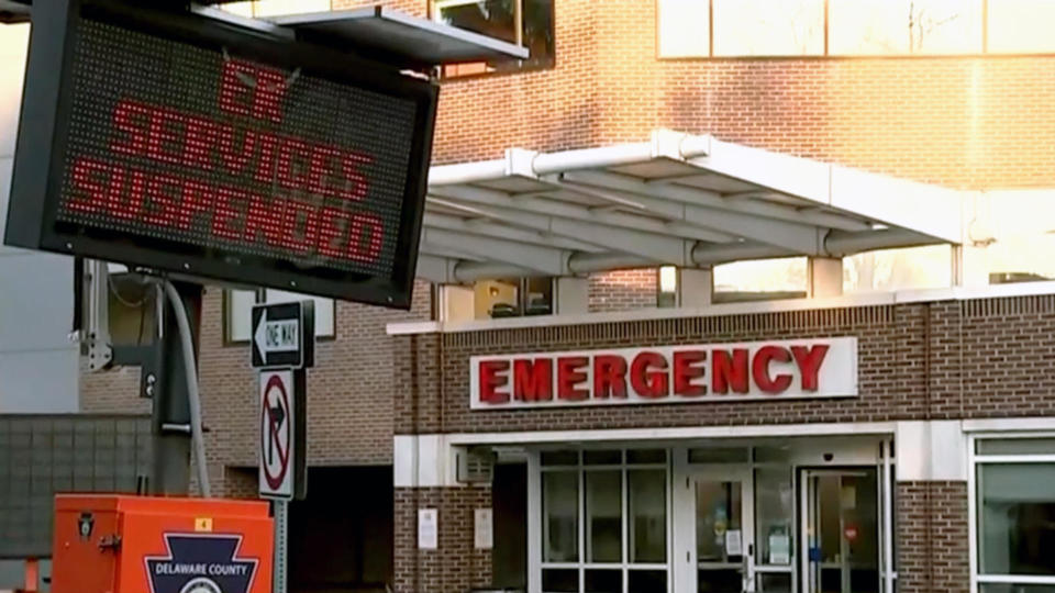 Delaware County Memorial Hospital in Upper Darby, Pennsylvania, was closed in November 2022 after being bought by a private equity firm, Prospect Medical Holdings. / Credit: CBS News