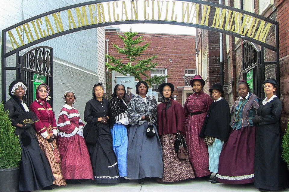 The women reenactors of the American Civil War Museum volunteer auxiliary group called Female RE-Enactors of Distinction (FREED). (African American Civil War Museum)