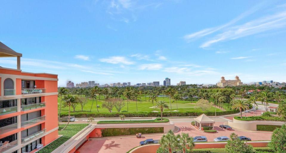 Penthouse No. N-PH 4 at 2 N. Breakers Row in Palm Beach affords views of The Breakers' golf course and the downtown West Palm Beach skyline in the distance. The three-bedroom condo just sold for a recorded $14.75 million.