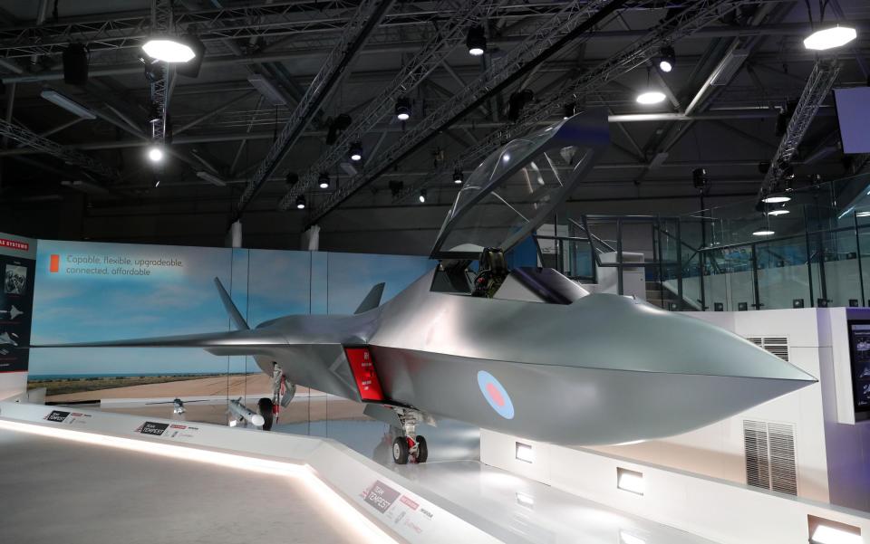 A model of the new Tempest fighter jet after being unveiled at the BAE Systems stand: PA