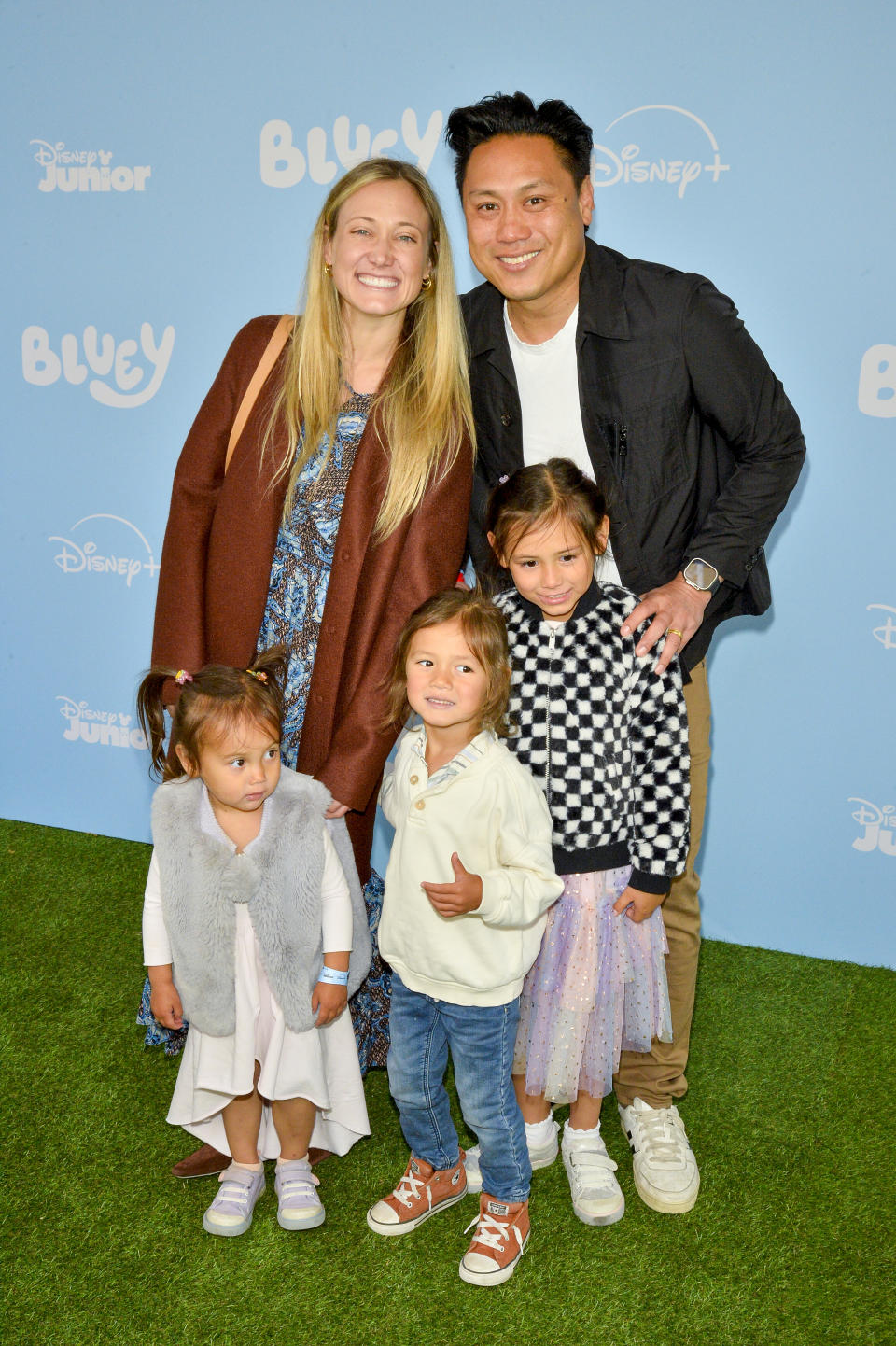 Kristin Hodge and Jon M. Chu arrive at Los Angeles Bluey "The Sign" Premiere Party