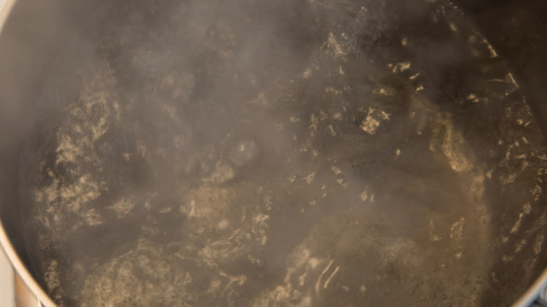 close up of boiling water