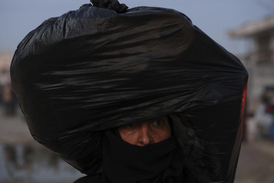 Palestinians displaced by the Israeli air and ground offensive on the Gaza Strip flee from parts of Khan Younis following an evacuation order by the Israeli army to leave the eastern part of Gaza Strip's second largest city on Monday, July 1, 2024. (AP Photo/Saher Alghorra)