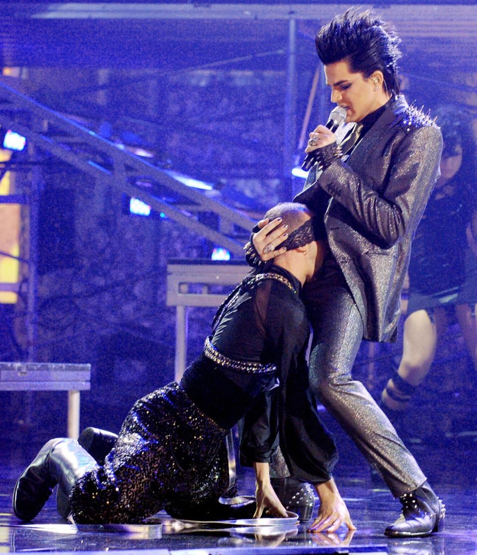 Singer Adam Lambert performs onstage at the 2009 American Music Awards at the Nokia Theatre L.A. Live on November 22, 2009 in Los Angeles, California.