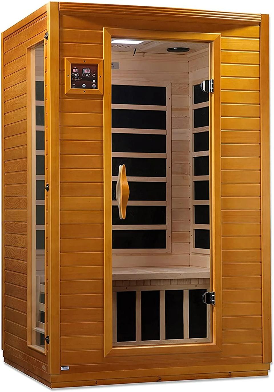 wood sauna on white background