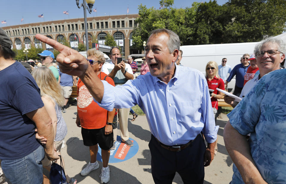 Former House Speaker John Boehner at the Iowa State Fair on Aug. 10, 2018, in Des Moines. (Photo: Charlie Neibergall/AP)