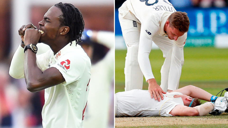 Pictured here, Jofra Archer and the Steve Smith concussion scare at Lord's in 2019.