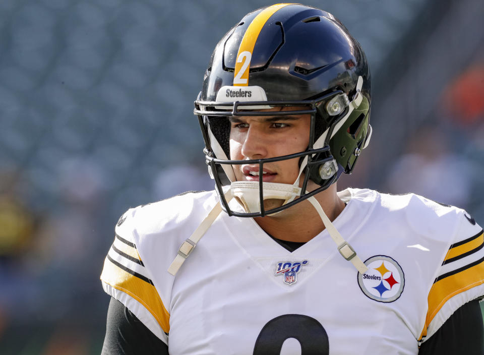 CINCINNATI, OH - NOVEMBER 24: Mason Rudolph #2 of the Pittsburgh Steelers is seen before the game against the Cincinnati Bengals at Paul Brown Stadium on November 24, 2019 in Cincinnati, Ohio. (Photo by Michael Hickey/Getty Images)