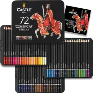 Arteza Watercolor Pencils, 72 Assorted Colors, Triangular Shape, Pencil  Crayons for Coloring Books and Canvas, Watercolor Brush Included, Art  Supplies