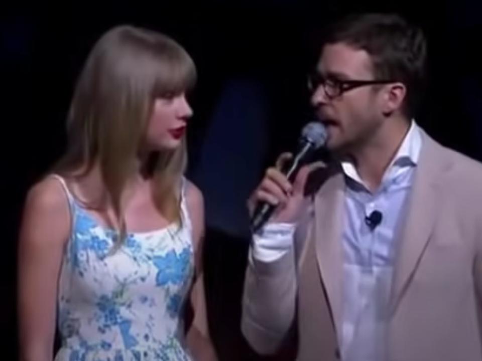 Taylor Swift and Justin Timberlake at the Walmart shareholders meeting in 2012.