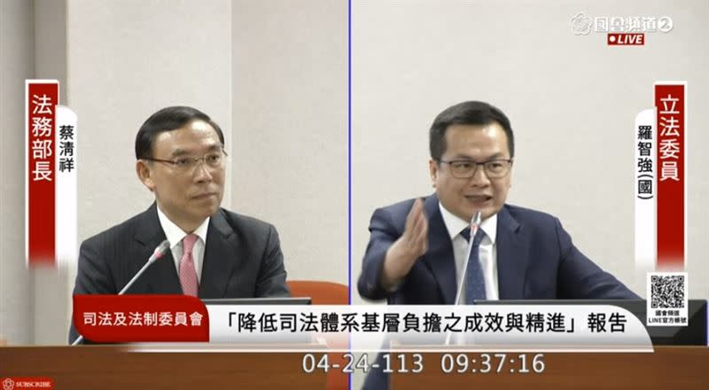 立委羅智強嗆大法官「你是上帝嗎？」。（圖／翻攝自國會頻道）