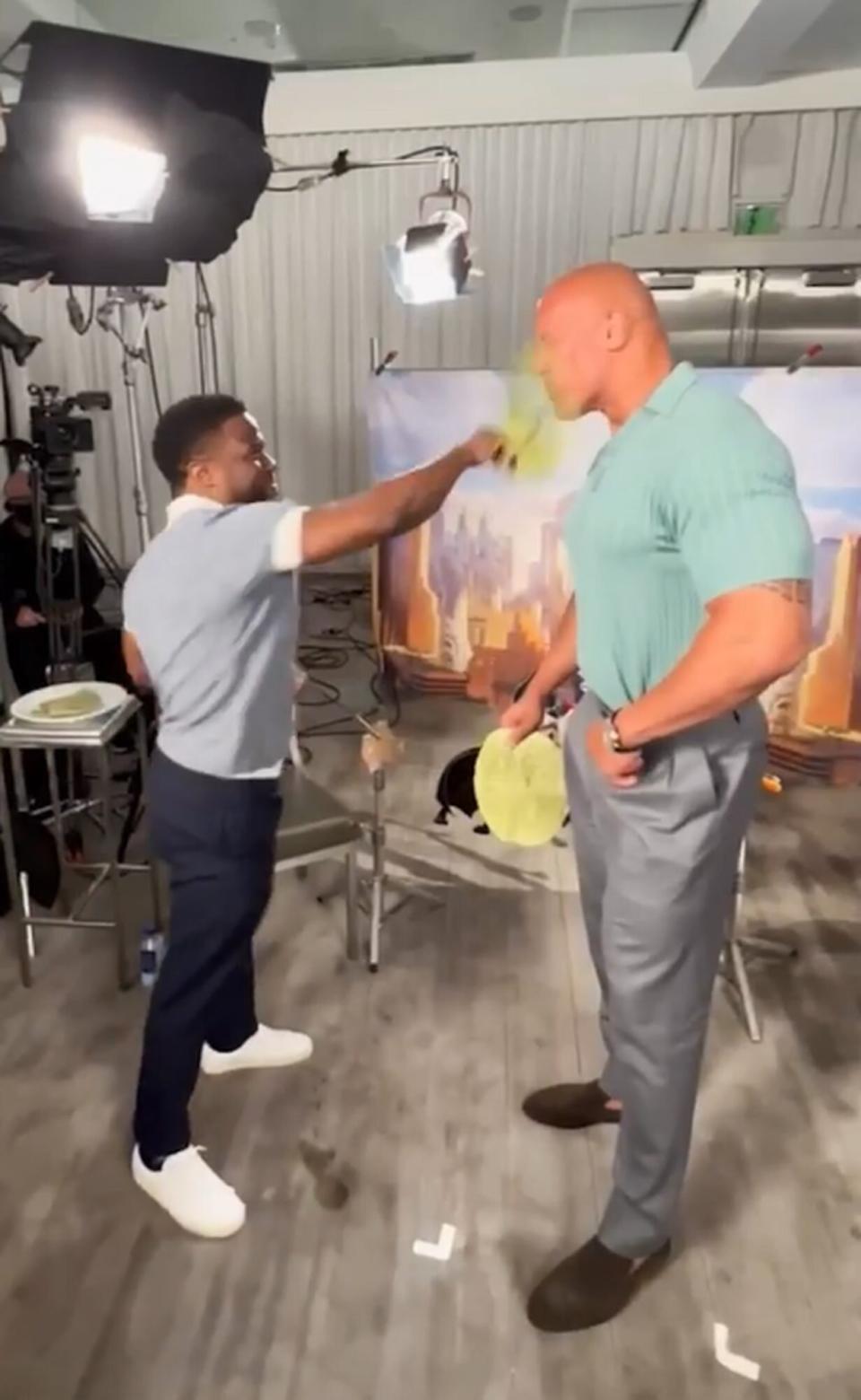 The Rock and Kevin Hart Take Part in Hilarious Tortilla Slapping Challenge