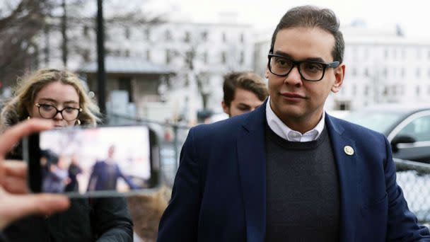 PHOTO: FILE - U.S. Rep. George Santos leaves the Capitol Hill Club as members of the press follow him, Jan. 31, 2023 in Washington, DC. (Alex Wong/Getty Images, FILE)