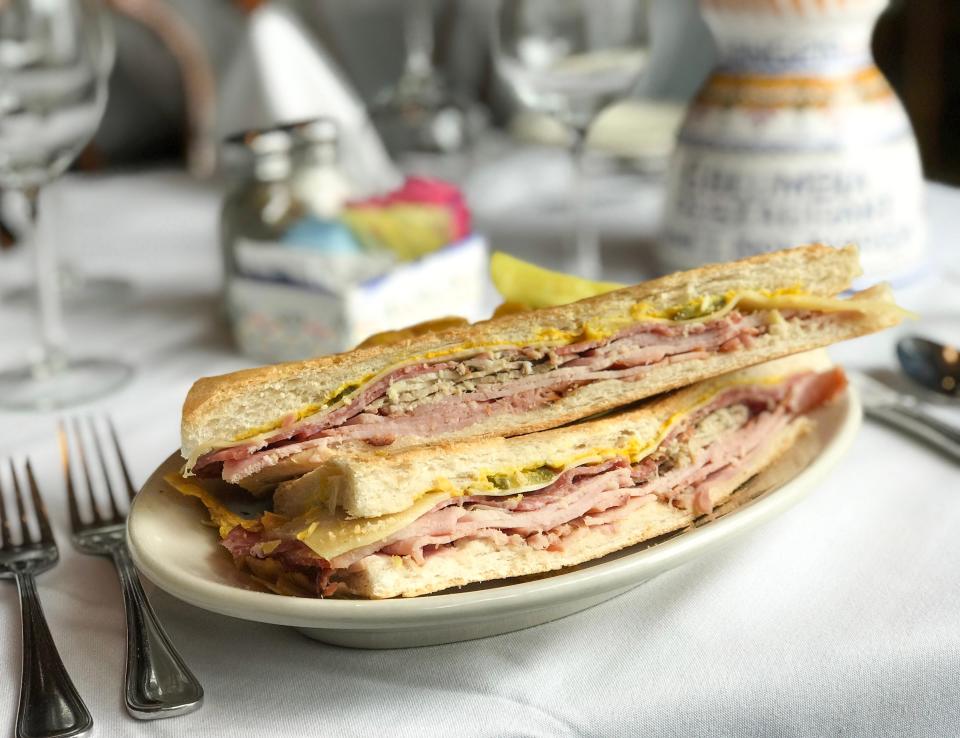 The Cuban sandwich at Columbia Restaurant, which was founded in 1905 in Tampa’s Ybor City and opened its Sarasota location on St. Armands Circle in 1959.