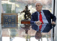 Claude Leonard, president of the Meuse Departemental Council, in favor of the project of an underground nuclear waste disposal of the French National Radioactive Waste Management Agency ANDRA in the village of Bure called CIGEO, talks to Reuters journalists during an interview at in his office in Bar-le-Duc, France, April 6, 2018. Picture taken April 6, 2018. REUTERS/Vincent Kessler