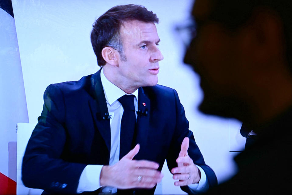 Emmanuel Macron lors de sa conférence de presse organisée à l’Élysée ce mardi 16 janvier (Photo by LOIC VENANCE / AFP)