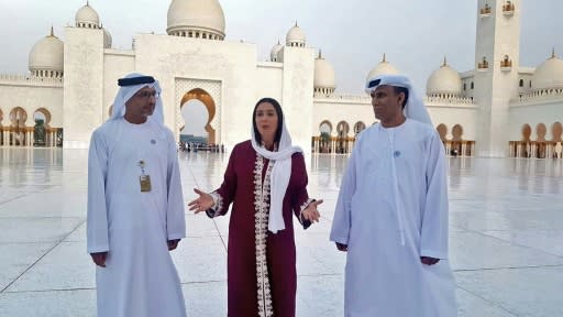 Israel's Culture and Sport Minister Miri Regev visits the Sheikh Zayed Grand Mosque in Abu Dhabi