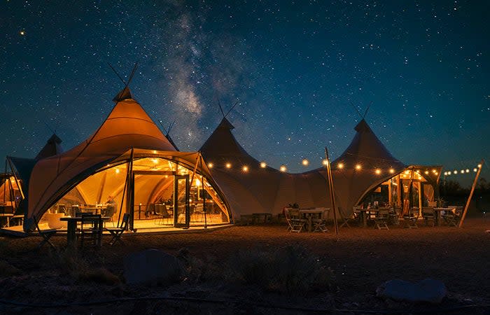 Under Canvas dining and lounge tents at the Grand Canyon