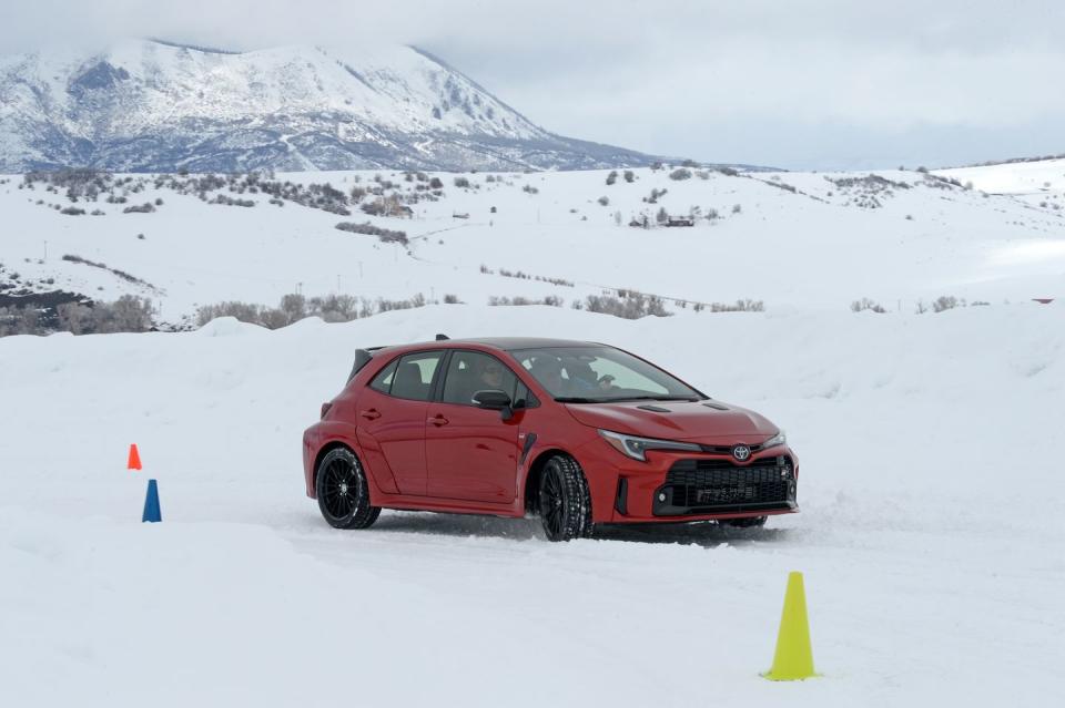 toyota gr corolla at bridgestone winter driving school ice track