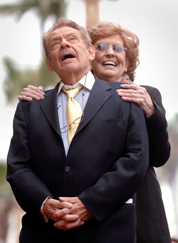 FILE PHOTO: Jerry Stiller and Anne Meara attend a ceremony where the couple is honored with a star on the Hollywood Walk of Fame in Los Angeles, California
