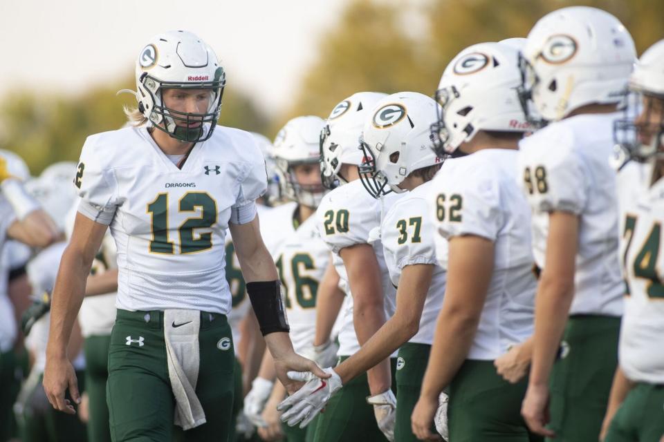 Gretna (Neb.) High School quarterback Zane Flores (12) is set to signed with Oklahoma State in December.