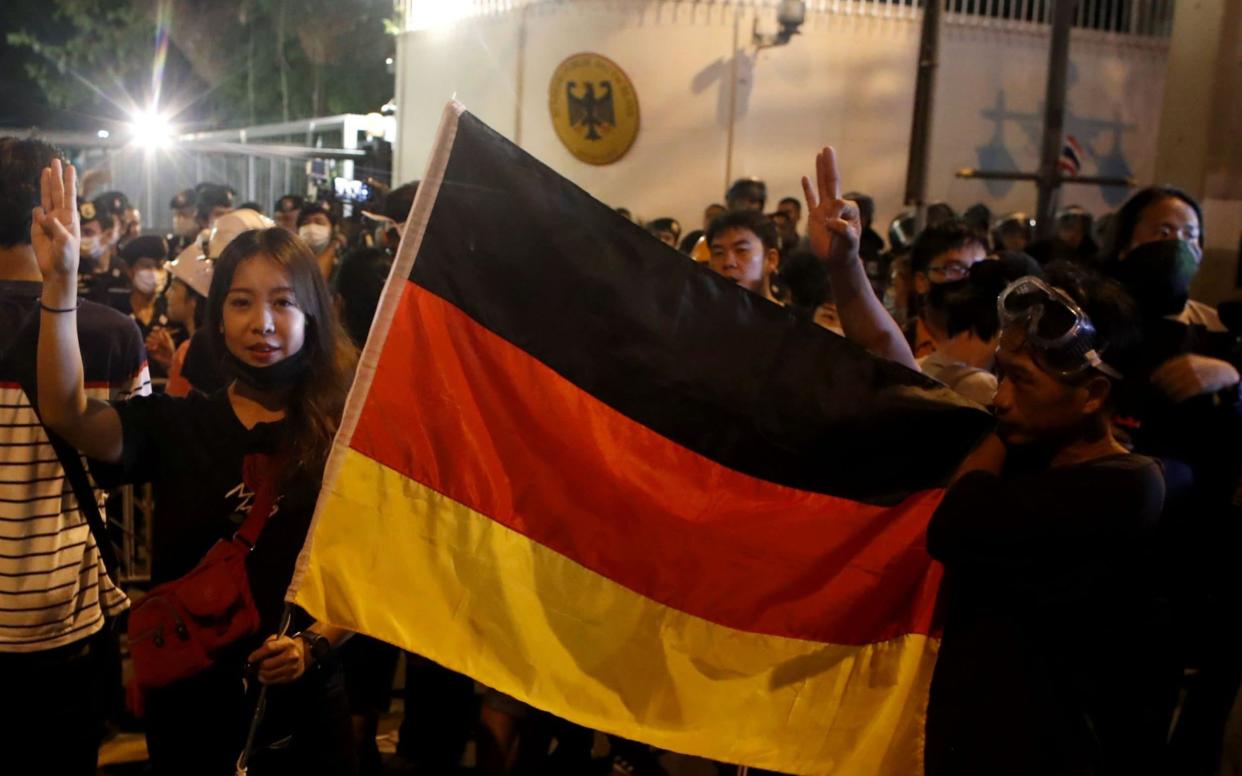 Pro-democracy demonstration at the German embassy in Bangkok - DIEGO AZUBEL/EPA-EFE/Shutterstock