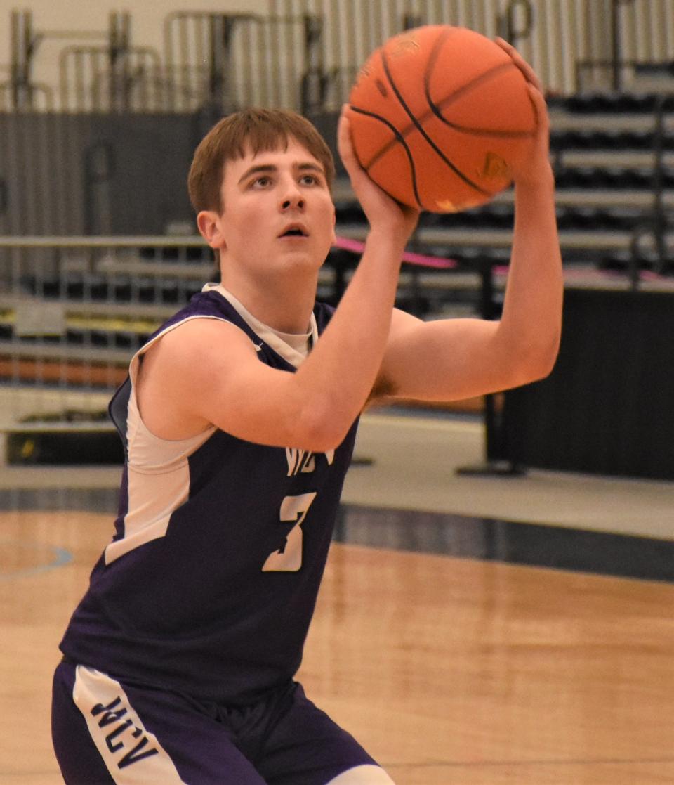 West Canada Valley Indian Josh Grabowski attemots a free throw during the fourth quarter of a Section III semifinal Saturday, Feb. 25, 2023, at SRC Arena on the Syracuse, New York, campus of Onondaga Community College.