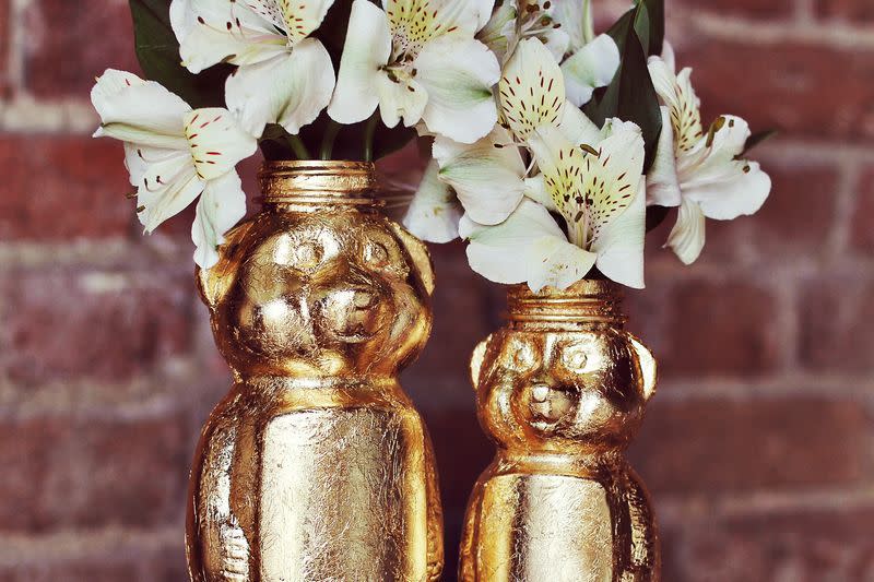 1. Gold honey bear vases