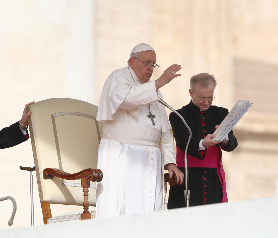 Pope Francis during the General Audience in St. Peter's Square. Vatican City / Credit: Grzegorz Galazka via Getty Images
