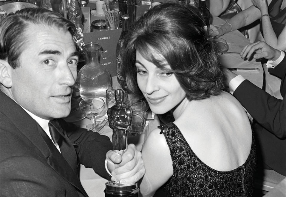 Gregory Peck and his wife, Veronique, celebrated his win as best actor for his turn as Atticus Finch in To Kill a Mockingbird at the 1963 ball.