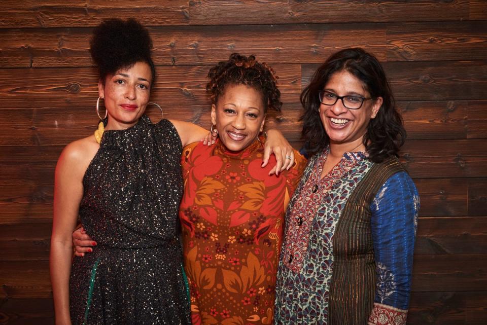 Rubasingham, right, with, from left, writer Zadie Smith and Claire Perkins, star of The Wife of Willesden