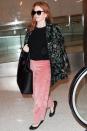 <p><strong>Who:</strong> Isla Fisher</p><p><strong>Affordable Fashion Find: Madewell</strong> velvet pants, $118, madewell.com.</p><p><a rel="nofollow noopener" href="https://www.madewell.com/madewell_category/PANTSSHORTS/pants/PRDOVR~G9412/G9412.jsp" target="_blank" data-ylk="slk:SHOp;elm:context_link;itc:0;sec:content-canvas" class="link ">SHOp</a></p><p><strong>Why We Love It:</strong> Combining our love of blush pink and velvet for fall, the actress found the perfect wide-leg trousers for transitioning your wardrobe. </p>