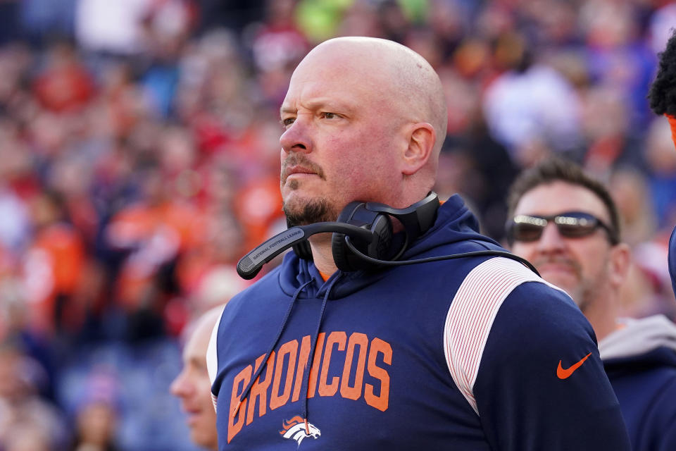 Former Denver Broncos coach Nathaniel Hackett was hired by the Jets to be their new offensive coordinator. (AP Photo/Jack Dempsey)