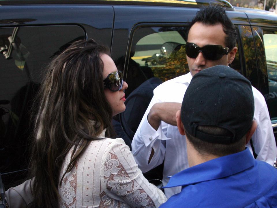 Britney Spears arrives with her boyfriend Adnan Ghalib to a hearing regarding visitation rights for her two sons in January 2008
