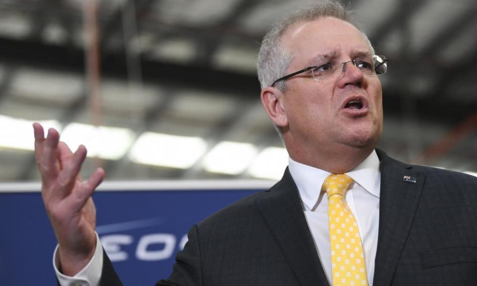 Prime minister Scott Morrison speaks to the media on Thursday.