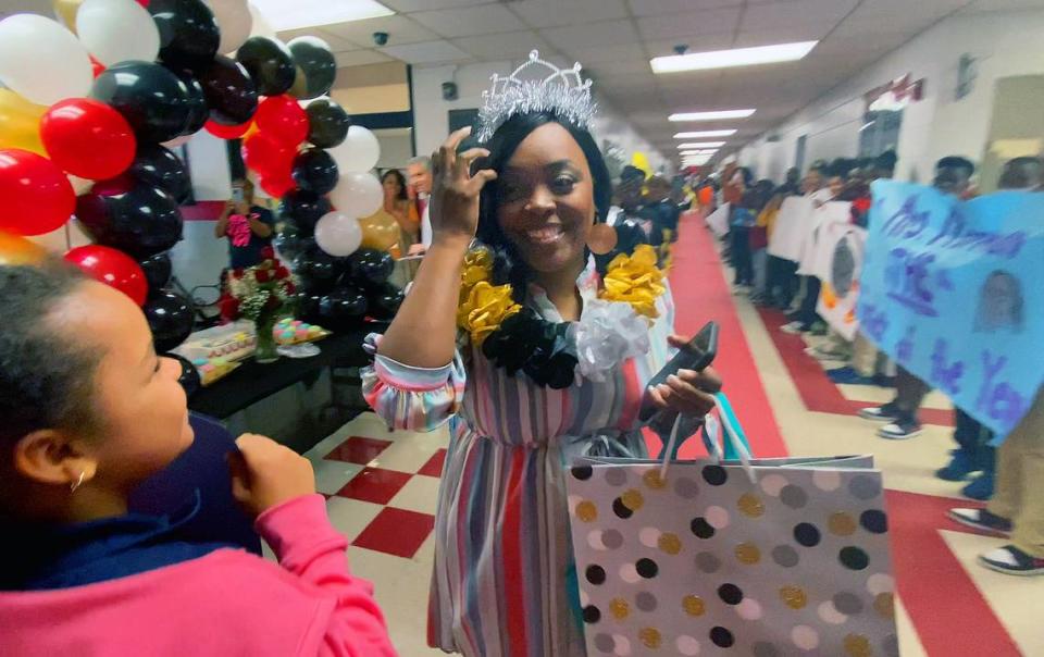 Tasha Morman, a 5th Grade Science and Social Studies teacher at St. Mary’s Magnet Academy, was selected as the 2023 Muscogee County School District Teacher of the Year. She was treated to a big celebration Friday morning at the school. 05/05/2023