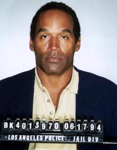 <p>The NFL legend’s high-profile arrest in 1994 on charges of murdering his then-wife, Nicole Brown Simpson, and friend Ronald Goldman led to the authorities taking what is quite possibly the most famous mugshot ever (certainly the most famous athlete mugshot). (Photo credit: Law Enforcement) </p>