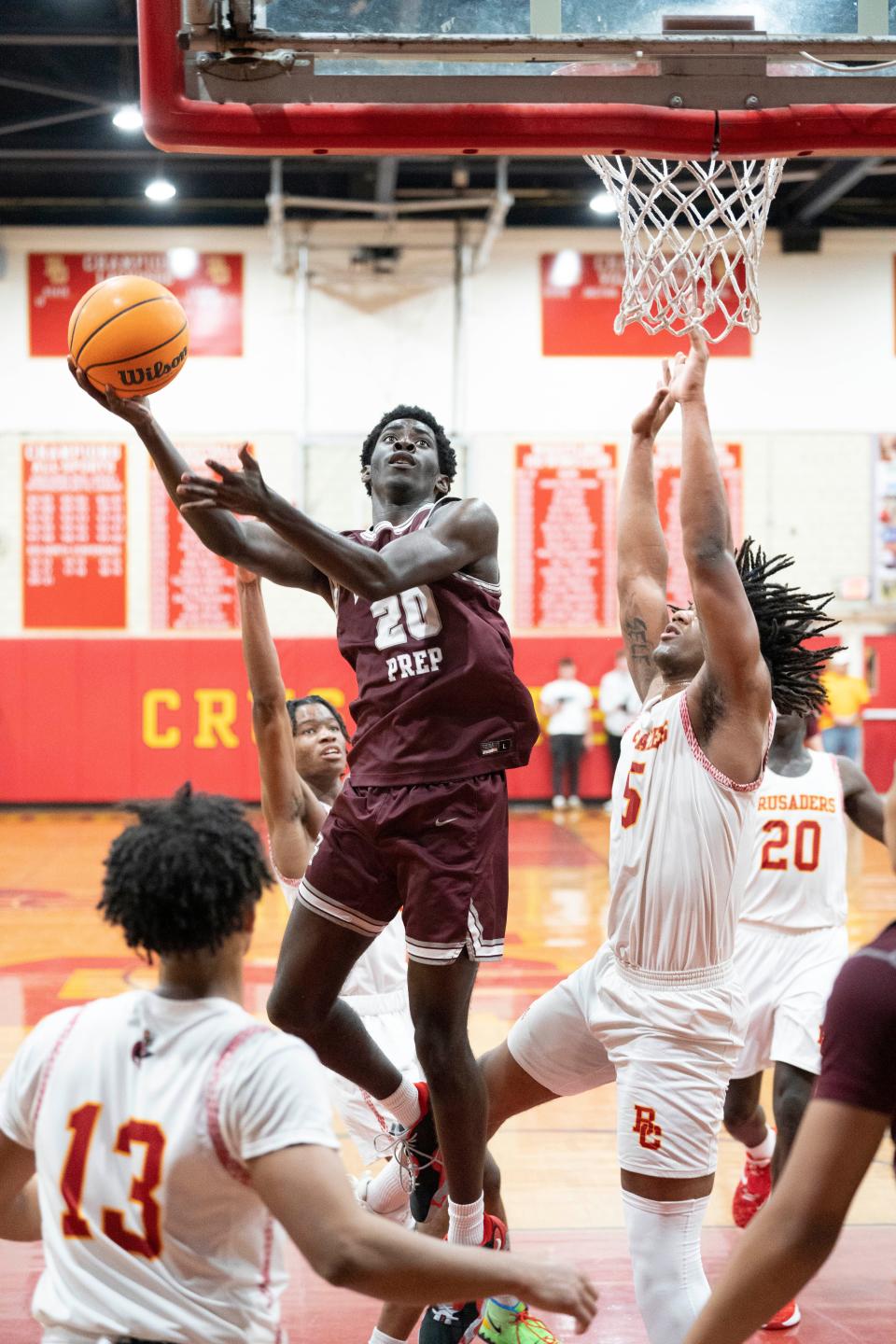 William Mensah, shown here last month, made two big defensive plays in the final minute to help host Don Bosco secure a 43-41 win over Hudson Catholic in a North Non-Public A boys basketball quarterfinal in Ramsey on Friday, February 24, 2023.