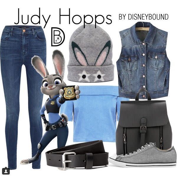 Here's a look inspired by Judy Hopps from "Zootopia."&nbsp; (Photo: <a href="https://www.instagram.com/thedisneybound/?hl=en" target="_blank">@TheDisneyBound</a>)