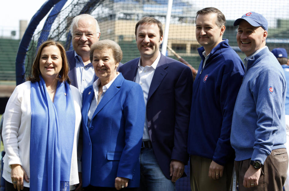 Joe Ricketts (second from left) has owned the Cubs with the rest of his family since 2009. (AP Photo/Nam Y. Huh, File)