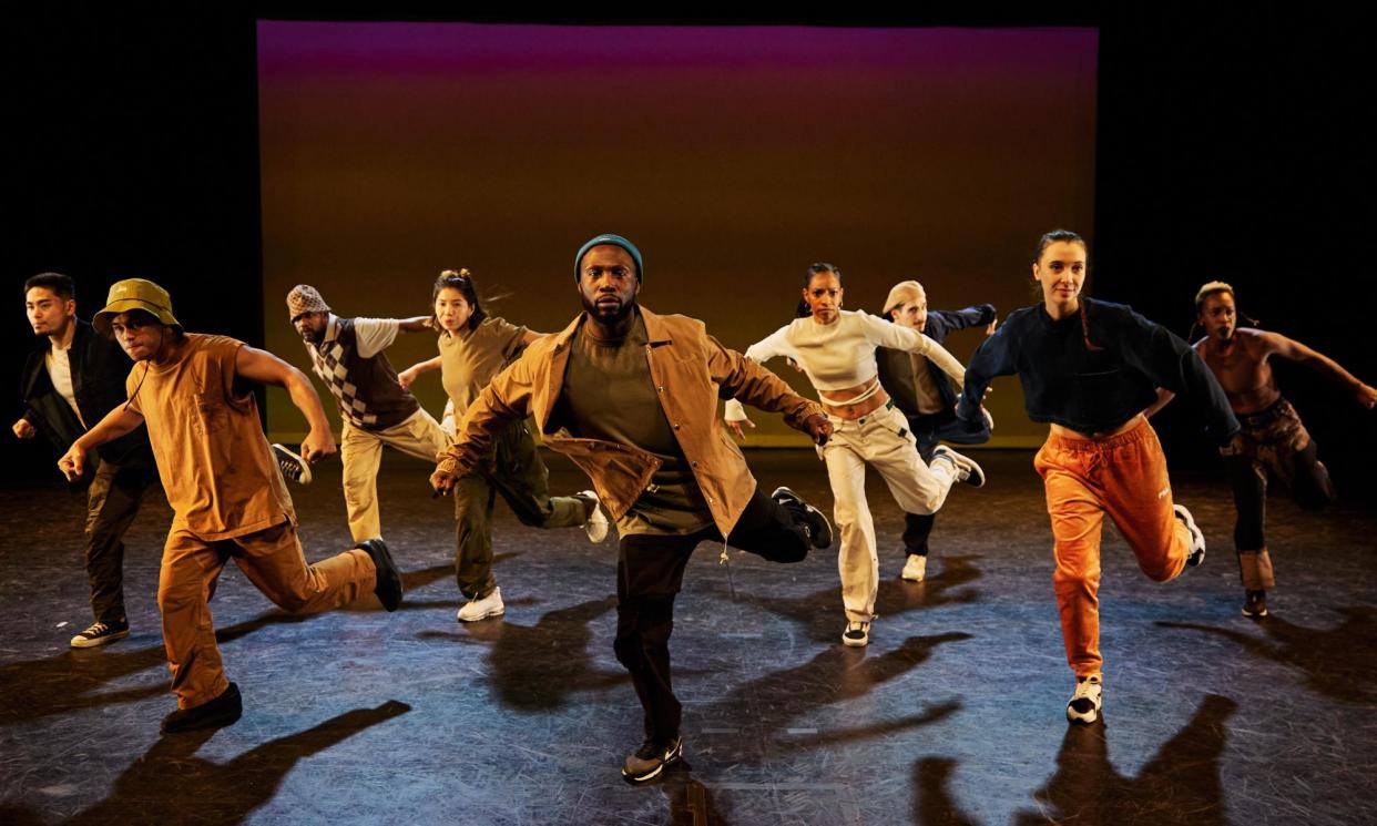 <span>‘You’re faced with your mortality – that’s what the show is about”… Crazy Smooth, centre, performs In My Body with DKC Freeze, third from left, and Tash, fourth from right.</span><span>Photograph: Jerick Collantes</span>