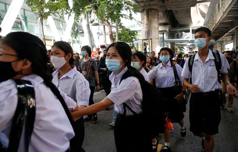 People are seen during anti-government protests in Bangkok