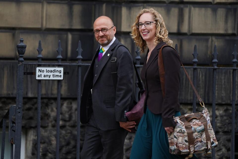 Scottish Green co-leaders Patrick Harvie and Lorna Slater went to Bute House to announce the agreement (Andrew Milligan/PA) (PA Wire)