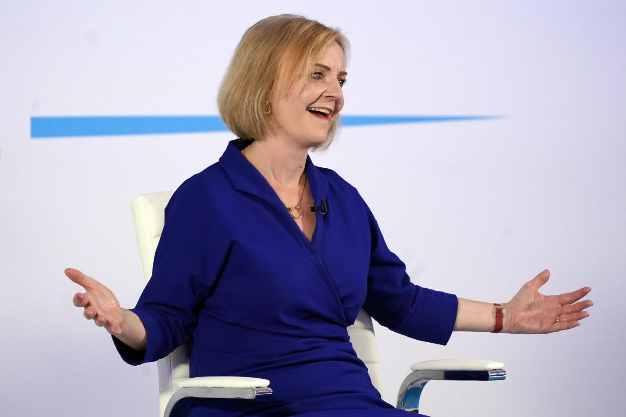 Liz Truss during a hustings event at the Holiday Inn, in Norwich North, Norfolk, as part of her campaign to be leader of the Conservative Party and the next prime minister. Picture date: Thursday August 25, 2022. (Photo by Joe Giddens/PA Images via Getty Images)