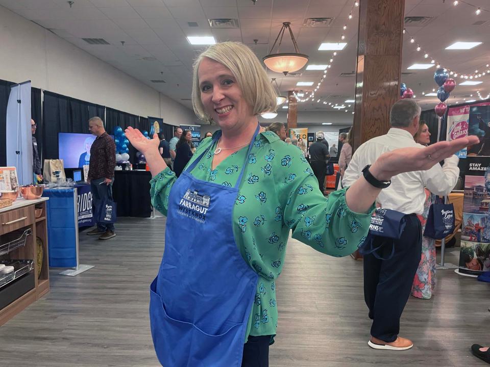 Farragut West Knox Chamber of Commerce president Julie Blaylock welcomes more than 500 visitors and vendors to the annual Business Expo at Rothchild Catering and Event Center May 1, 2024.