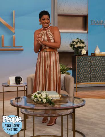 <p>Courtesy of Tamron Hall</p> Tamron Hall on the set of her nationally syndicated daytime talk show