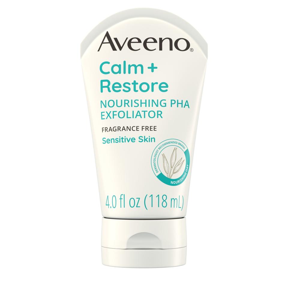 Rating: 4.7 out of 5 starsDo you need to exfoliate some dry patches of skin? Go for this calming and restoring option from Aveeno that uses a gentle acid called PHA to exfoliate this skin. It's great for those with sensitive skin as it won't clog pores and is fragrance free.Promising review: 